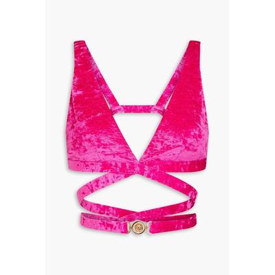 Medusa biggie Stretch-velvet Bikini Top - Pink - Versace Beachwear