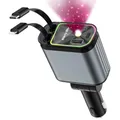 Caricabatterie per telefono da auto Super veloce, caricabatterie per telefono da auto da 100W con cavi retrattili porta USB e di tipo C, caricabatteria da auto retrattile 4 IN 1