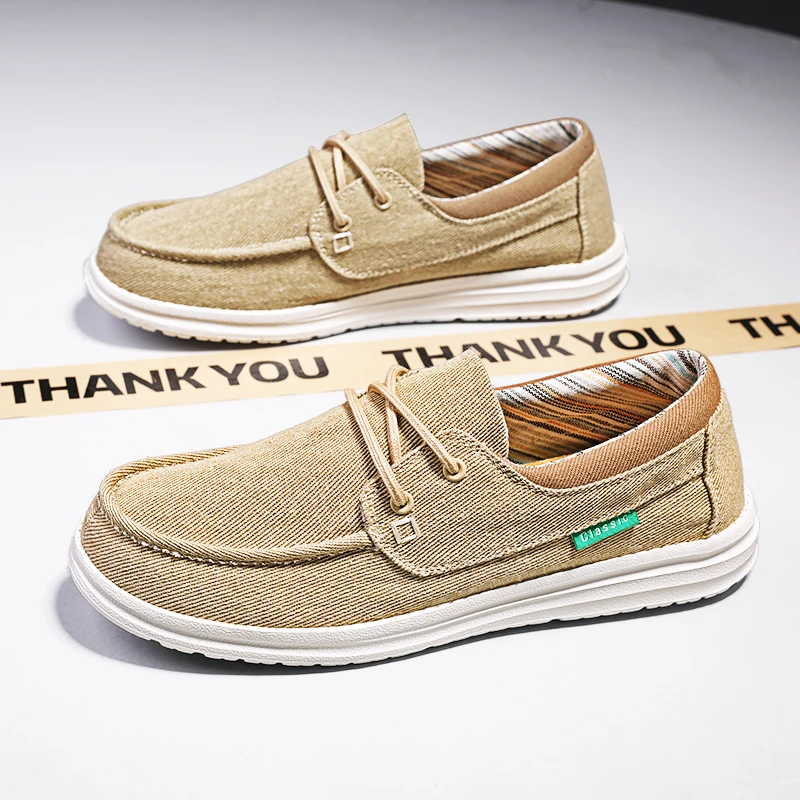 Sommer Slip on Canvas Boots schuhe Männer Mokassins Deck Schuhe Casual Loafers Herren Slip-Ons leichte atmungsaktive große Größe 46 47