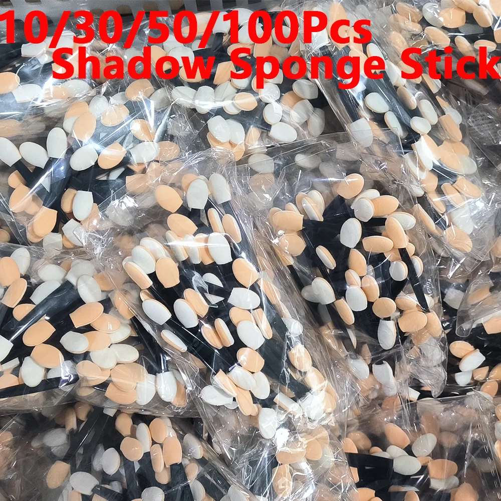 10/30/50/100Pcs Einweg Lidschatten Pinsel Doppel-ende Nail art Schwamm Stick Für Schönheit make-up/Maniküre Sauber Applikator Werkzeug Image