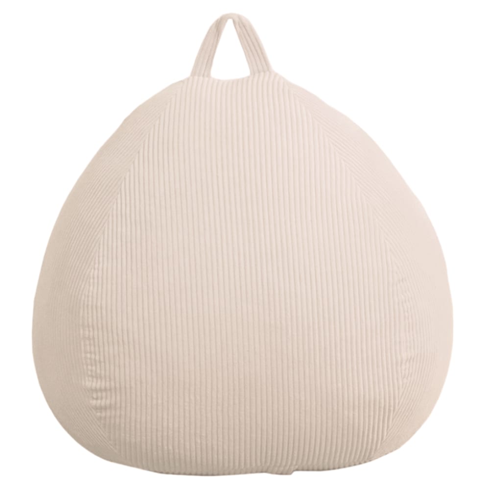 Pouf sacco sfoderabile in velluto a coste beige 80 x 70 cm