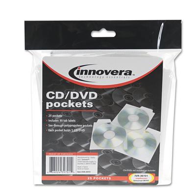 Innovera CD/DVD Pockets, 25/Pack (IVR39701)