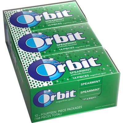 Marjack 11484 Wrigley Orbit Chewing Gum, Spearmint - Box of 12