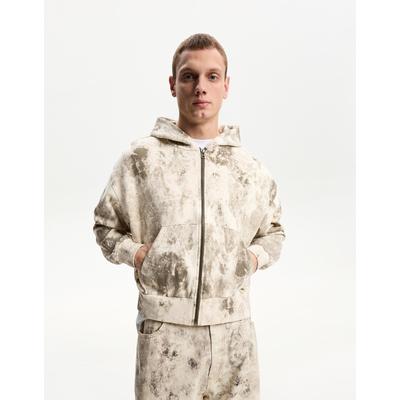 Bershka Printed Sweatshirt With Zip Men Xl Green