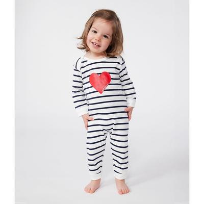 Cotton Pull-On Sleepsuit with Heart Print