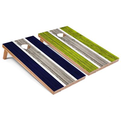 Navy and Lime Striped Cornhole Board Set