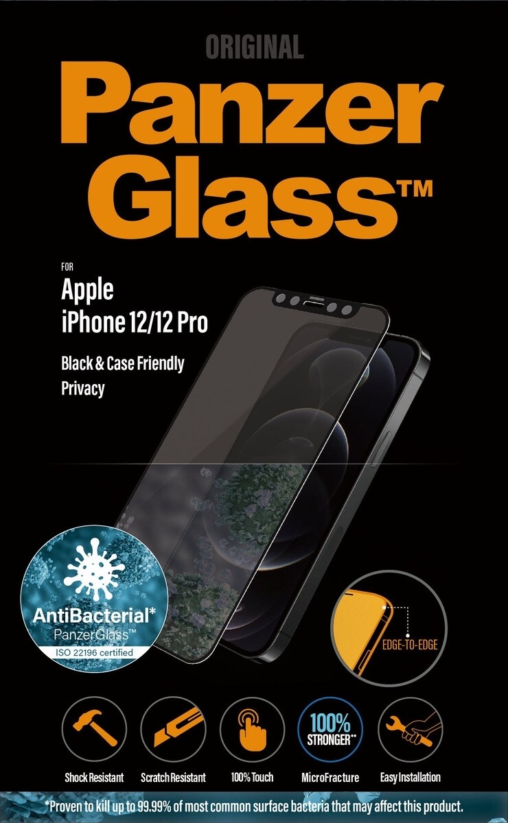 PanzerGlass E2E iPhone 12/12 Pro, CF, Privacy Antibakt. Image