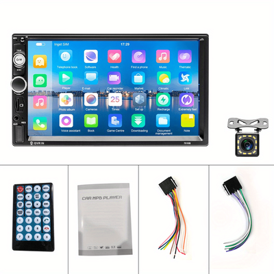 TEMU Double Din Car Radio Stereo 7'' Car Video Player Hd Mp5 Touch Screen Support Digital Display Handsfree Calls Fm Aux Usb Sd Function Phone Charging With Backup Camera+frame+remote Control