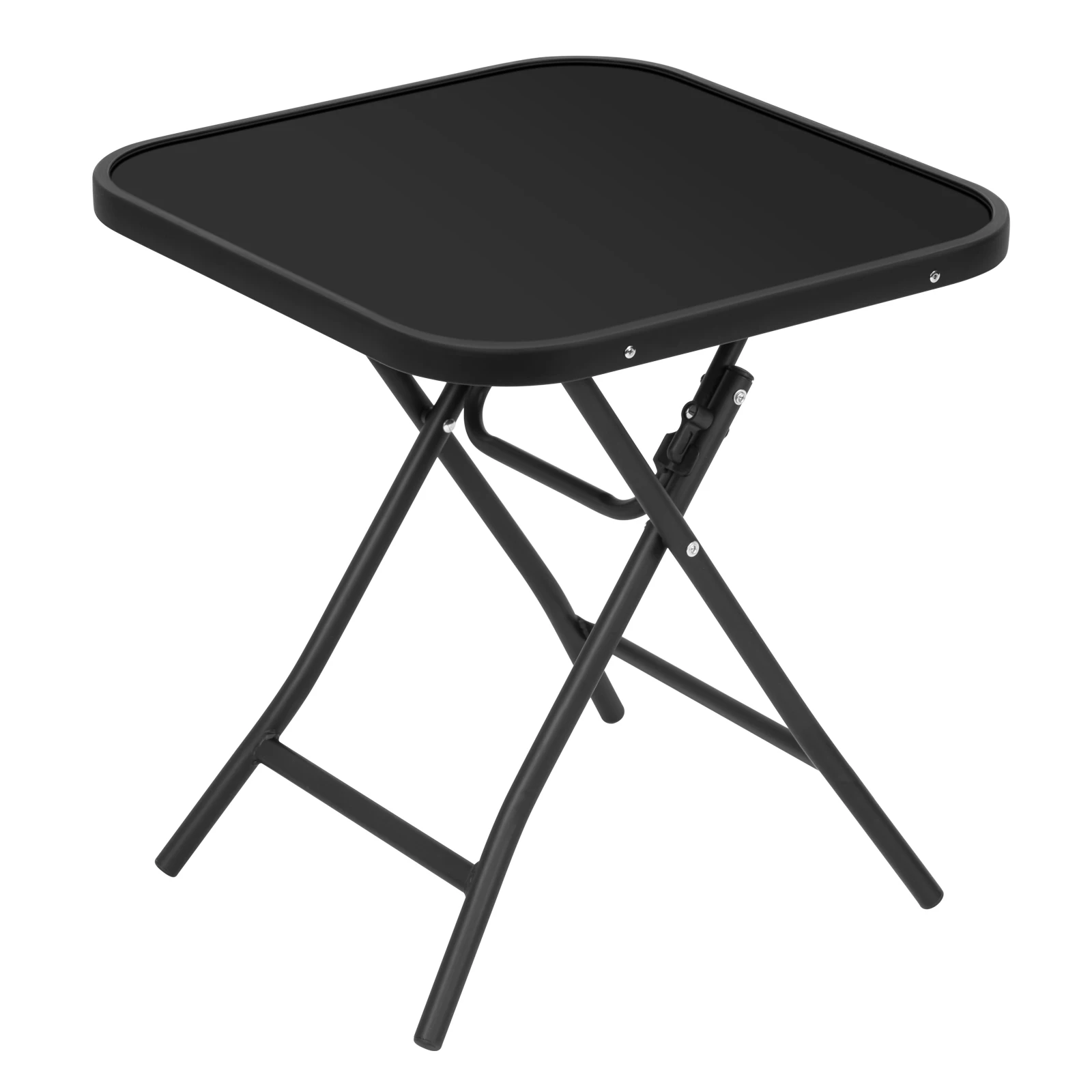WOLTU Klappbarer Outdoor-Tisch, Camping-Gartentisch, rechteckiger Balkon-Beistelltisch mit Metallrahmen, Platte aus gehärtetem Glas für Grillen Image