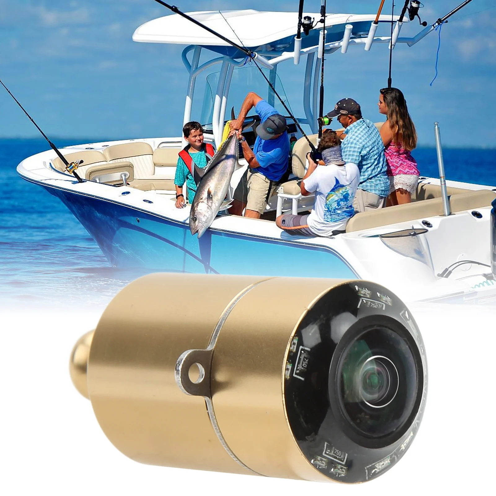 Unterwasserkamera, einfach zu installieren, Fischfinder-Kamera, hohe Stabilität, professionelle Aluminiumlegierung, 5 V–28 V, für Bootszubehör Image