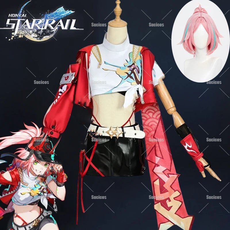 Spiel Honkai Star Rail Rappa Cosplay Kostüm Perücke Uniform Hut Jacke Shorts Frauen Männer Halloween Rolle Spielen Kostüme Image