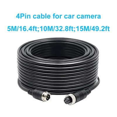 5 m/10 m/15 m/20 m 4-poliges Luftfahrt-Verlängerungsvideokabel für Bus, Turck, Van, LKW, Wohnmobil, Monitor, CCTV, DVR, TV, Backup-Kamera-Verbindung