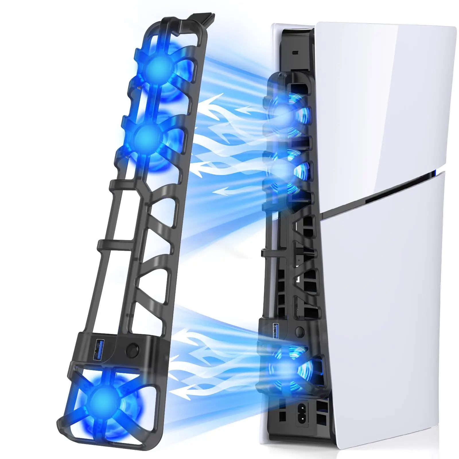 Ps5 schlanke Lüfter Lüfter für Playstation 5 Slim Disc Edition/Digital mit RGB-Beleuchtung und USB 3,0 Port für neue ps5 Image