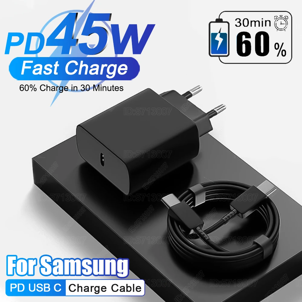 PD 45W Schnelle Ladegerät Für Samsung Galaxy S24 S23 S22 S25 Ultra Plus A55 Schnelle Ladekabel Für Samsung ladegerät Telefon Zubehör Image