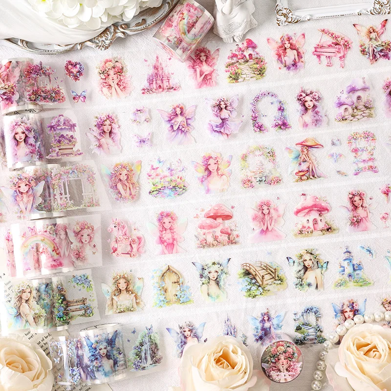 5cm * 2m kawaii Mädchen Blumen Band Aufkleber dekorative Stick Etiketten Tagebuch Album handgemachte DIY Junk Journal Lieferungen Image