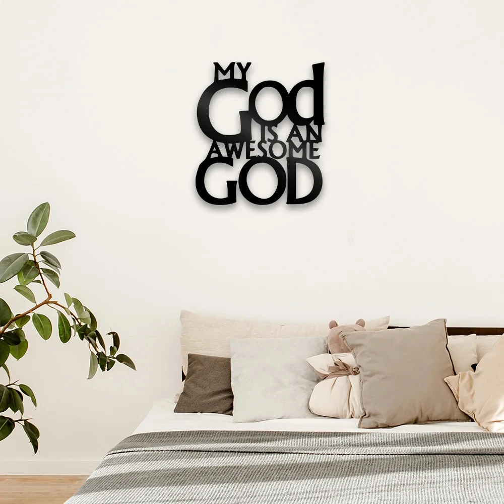 1 STÜCK Gott ist ein toller Wandaufkleber Kunst Bauernhaus Hängedekoration Schwarz Ausschnitt Plakette Home Office Wohnzimmer Schlafzimmer Dekoration Image