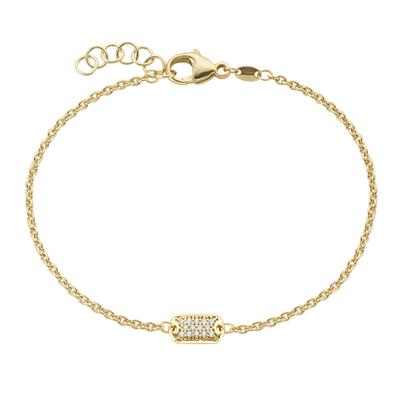 Armband SMART JEWEL "Mittelteil rechteckig mit Zirkonia, Silber 925", gold, Armbänder, Damen, 19cm, Silber 925 (Sterling