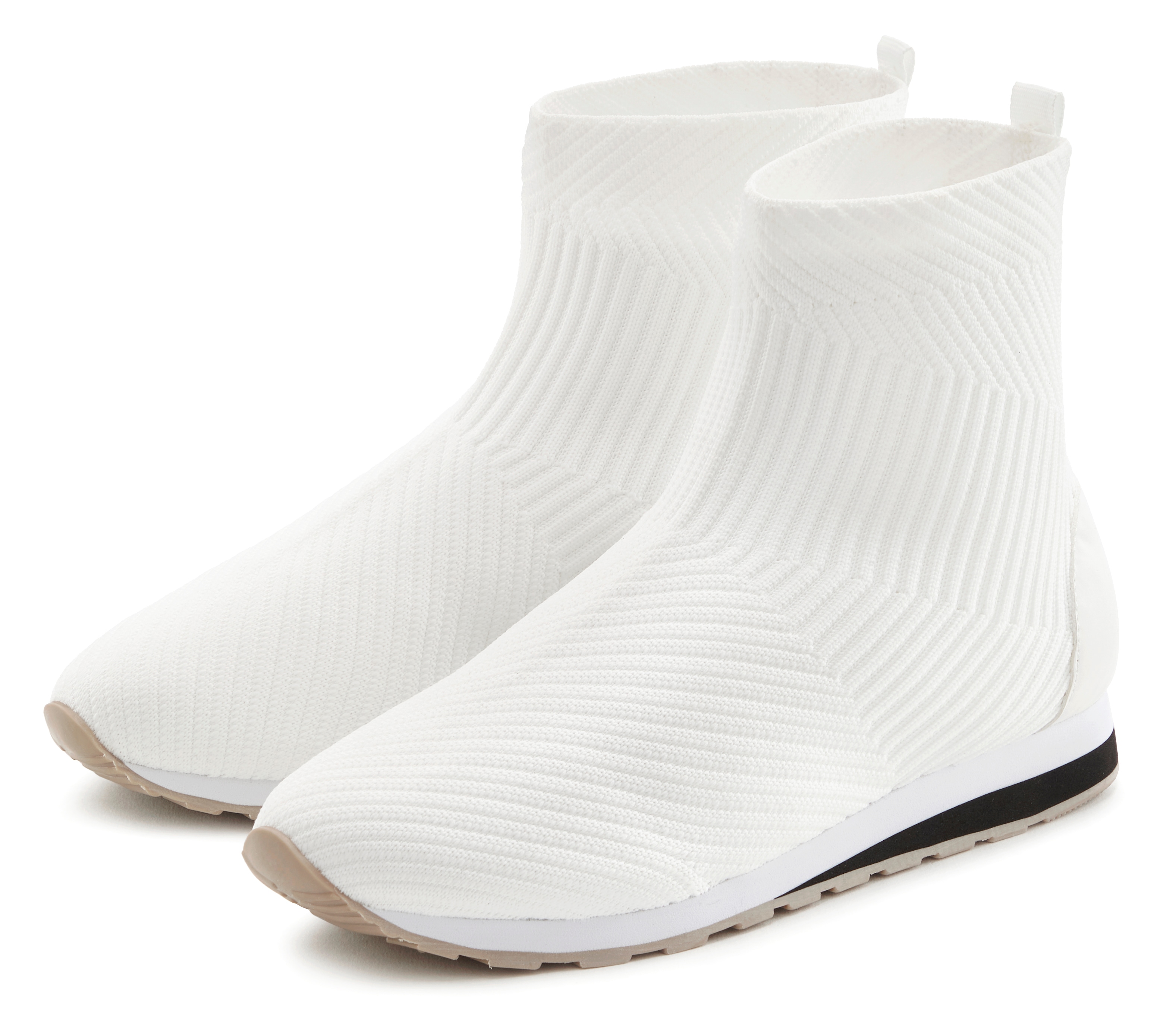 Stiefelette VIVANCE "Sneaker", Damen, Gr. 43, weiß, Obermaterial: 100% Textilmaterial. Decksohle: 100% Textilmaterial. Futter: 100% Textilmaterial. Laufsohle: 100% Synthetik, Strukturmuster, unifarben, Schuhe Stiefelette, aus elastischem Material,...