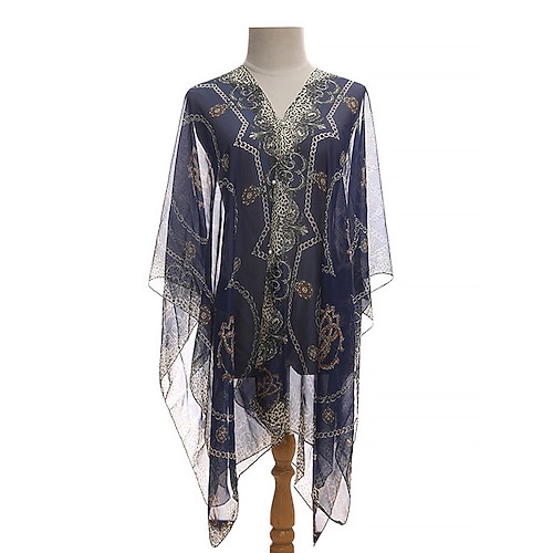 Strandschal im Bohème-Stil für Damen – vielseitig tragbarer Chiffonschal mit elegantem Aufdruck, perfekt für den Sommer, Reisen und lässige Outfits Image