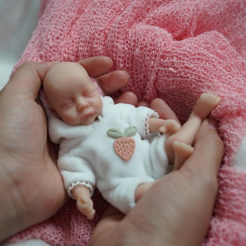 Zwillinge Miniatur lebensechte wiedergeborene Babypuppen handgefertigte Silikonüberraschung Zubehören enthalten für Kinder im Alter von 3-6 Jahren - realistische Neugeborenen Puppenset