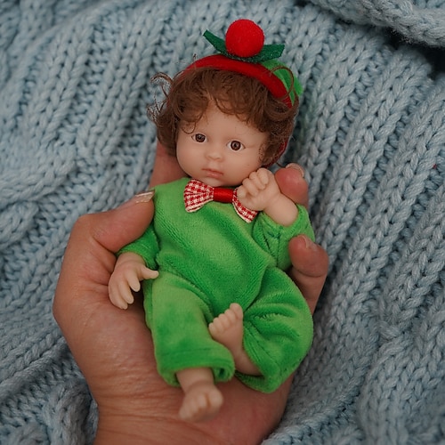 Zwillinge Miniatur lebensechte wiedergeborene Babypuppen handgefertigte Silikonüberraschung Zubehören enthalten für Kinder im Alter von 3-6 Jahren - realistische Neugeborenen Puppenset
