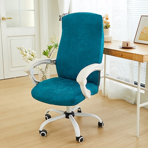 Bürostuhlbezüge aus PU-Leder, wasserdicht, schmutzabweisend, drehbar, dehnbar, abnehmbare Überzüge für Computer-Schreibtischstühle Image