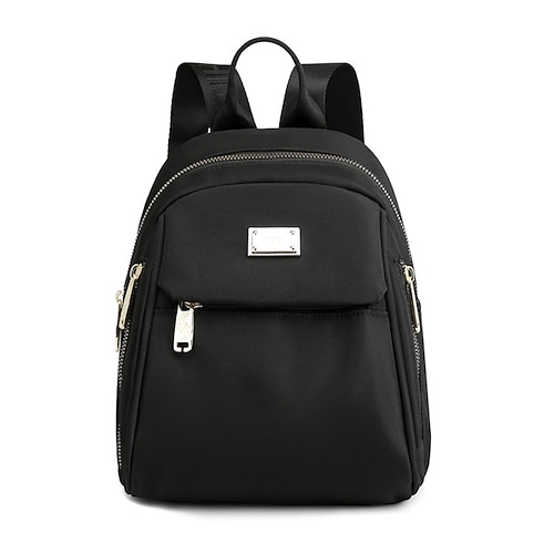 Kleiner wasserdichter Damen-Rucksack mit mehreren Taschen – stylische, leichte Umhängetasche für Reisen, Schule und den alltäglichen Gebrauchschwarz, gelb, rosa Image