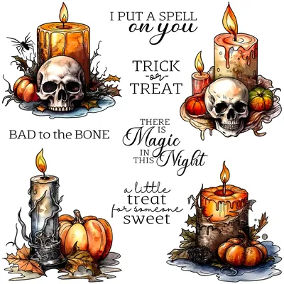 Mangocraft Halloween Skull Candles Cutting Dies Clear Stamp DIY Scrapbooking Supplies Metal Dies