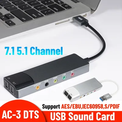 External USB Sound Card AC-3 DTS Headphone Adapter 7.1 5.1 Channel Soundcard Optical for PC Computer