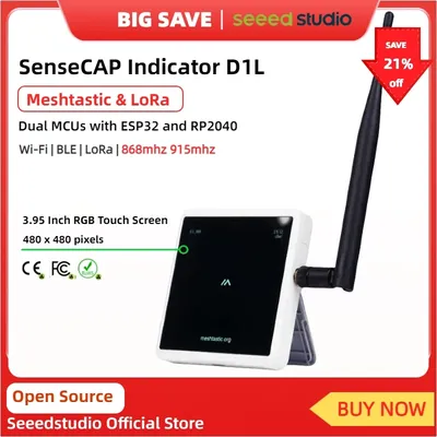 SenseCAP Indicator D1L for Meshtastic &LoRa, 4-inch touchscreen device,power by dual MCUs,ESP32 and RP2040,Wi-Fi, BLE, and LoRa