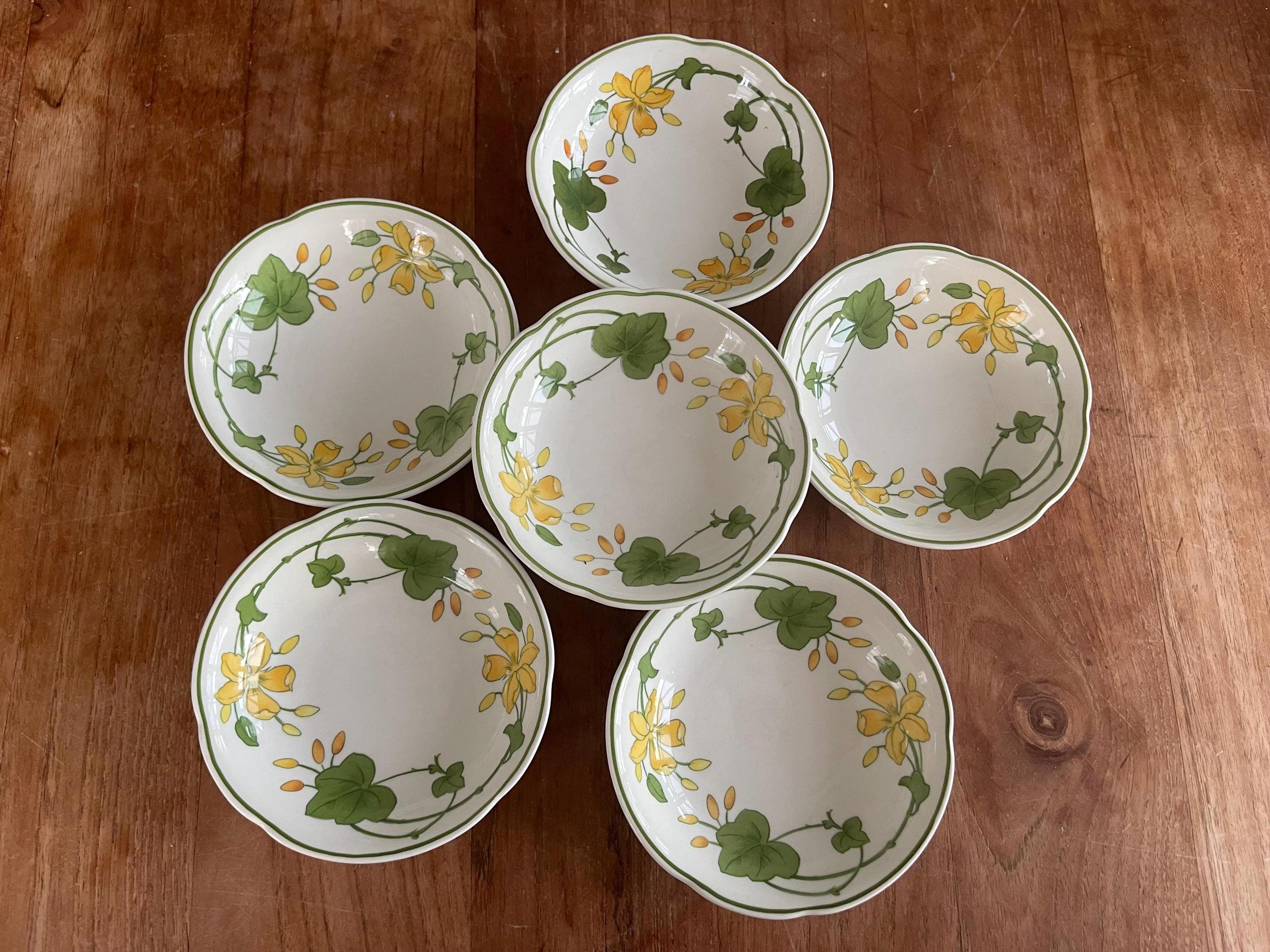 Set di 6 splendide ciotole da dessert/frutta/ciotole vintage Villeroy & Boch Old Geranium - Ciotole da dessert/frutta/salsa 12/13 cm - Rare
