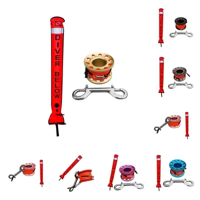 15M Line Scuba Diving SMB Surface Marker Buoy Signal Tube with Dive Reel Spool Multi Color Safety