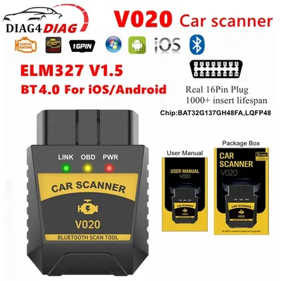 V020 Bluetooth 4.0 OBD2 Car fault Diagnostic Tool Code Reader For IOS Android PC OBD II Scanner