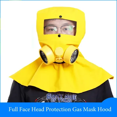 Full Face Head Gas Respirator With Hood Activated Carbon Filter Organic Vapor For Painting Spraying