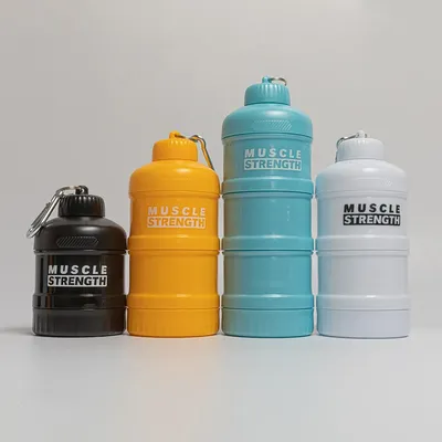 3-layer Portable Protein Powder Box Funnel Powder Box Fitness Supplement Bottle Handle Layered