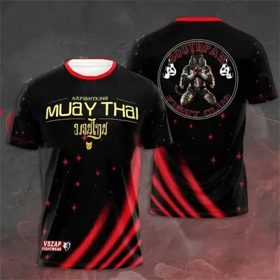 Cross-border Explosion 3D Printed Muay Thai Boxing Fitness T-shirt European Size Outdoor Street