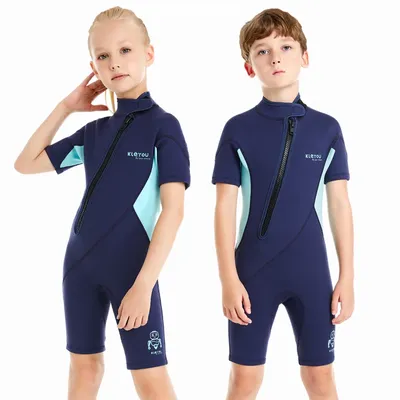 2 MM Neoprene Wetsuit for Boys and Girls, Kids Professional Swimsuit One Piece, Surfing Shorty
