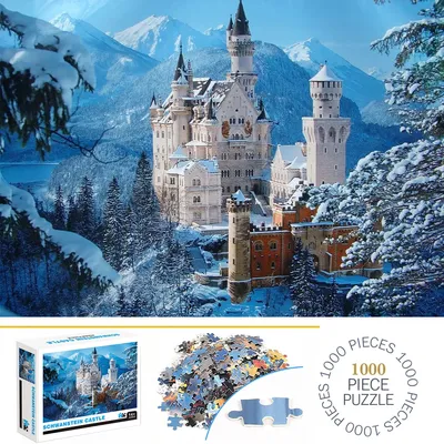 1000 Pieces Schwanstein Castle Jigsaw Puzzles for Adults Home Decor Games Family Fun Floor Puzzles