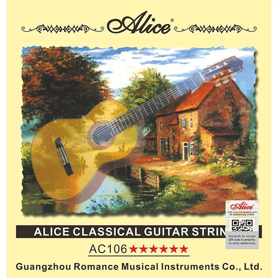 Alice AC106 Classical Guitar Class Guitarra Strings Set Normal/Hard Tension Nylon Core Silver Plated Copper Wound