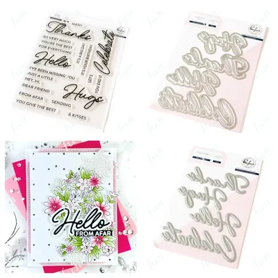 Valentine Stamps and Dies Sending Hugs Basic Sentiments Frames Metal Cutting Dies Hot Foil Embossed