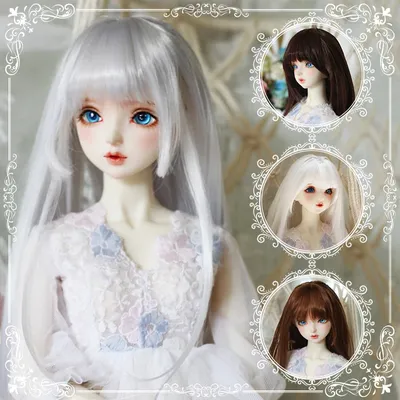 1/3 1/4 1/6 Bjd Doll Wig with Bangs Long Straight Wig for Girls Diy Bjd Wig Accessories