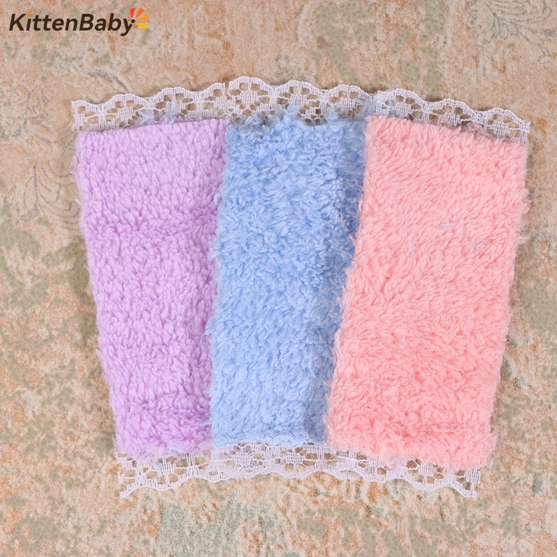 3Pcs/Set Dollhouse Mini Bathroom Lace Towel Bath Towel Model For Doll House Decor Kids Pretend Play Toys DIY Bathroom Ornaments