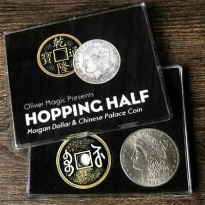 Hopping Half (Morgan Dollar and Chinese Palace Coin) by Oliver Magic Close up Magic Tricks Coin