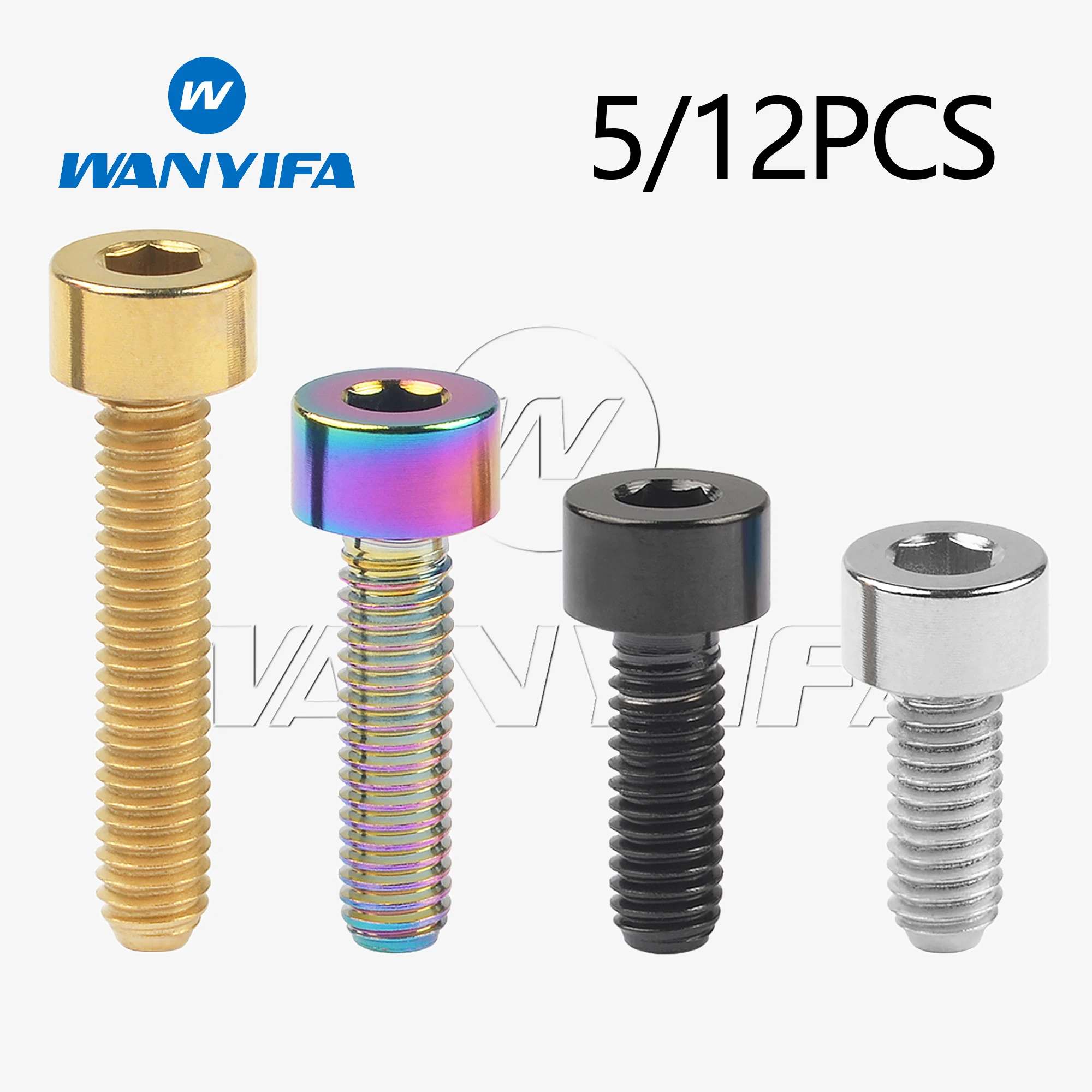 Wanyifa Titanium Bolt M4x10 12 15 20mm Allen Key DIN912 Titanium Stem Bicycle Limit Tension Bolts Slingshot Screw 5/12pcs