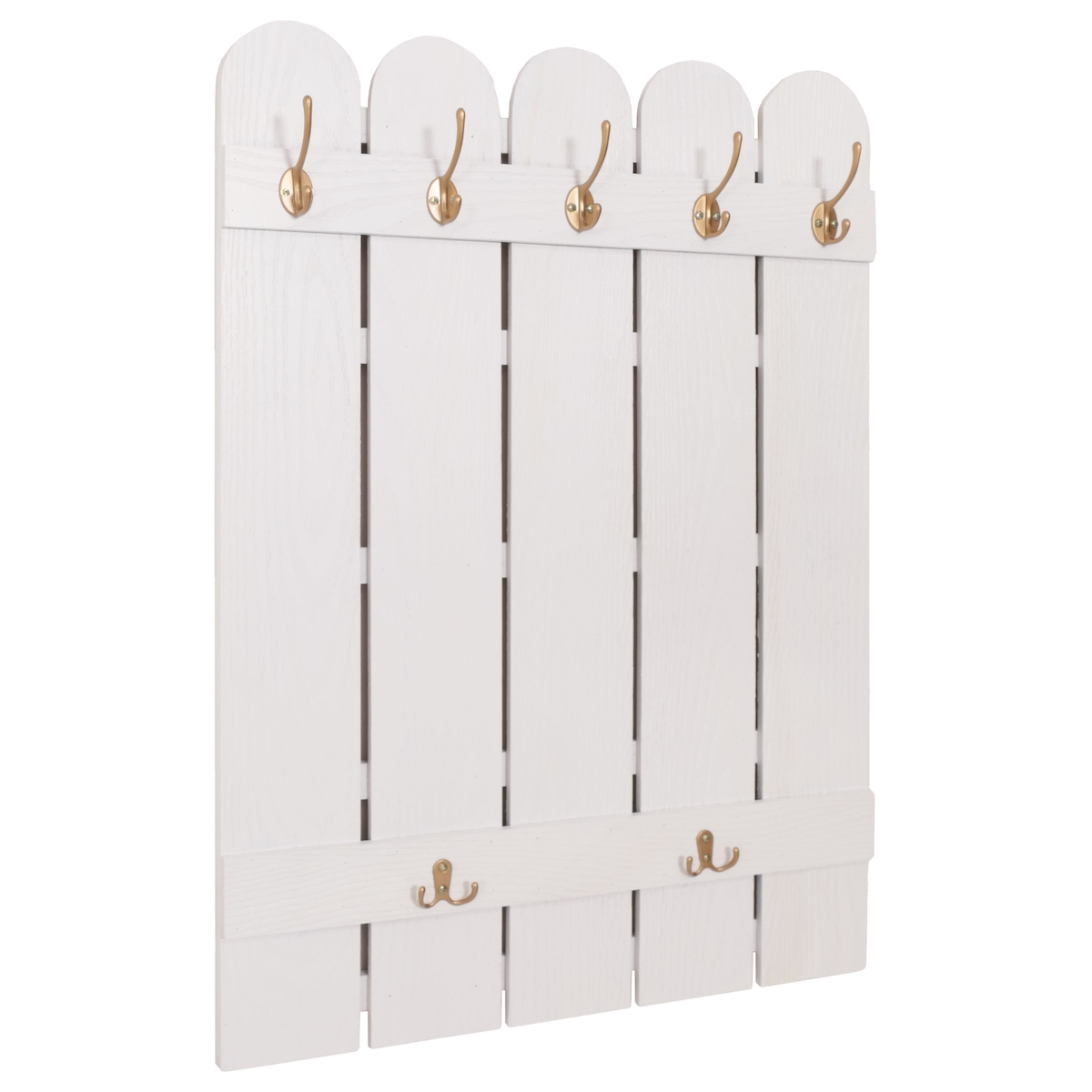 Mendler Wandgarderobe HWC-N95, Garderobe Garderobenpaneel, Paulownia 7 Haken 86x60cm ~ weiß Image