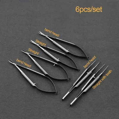 12.5 cm, stainless, steel, instrument, set, forcep, needle, holder, scissors, ophthalmic,