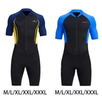 Mens Shorty Wetsuit Sun Protective Short Sleeve Full Body 1.5mm Suit Swimsuit for Diving Surfing