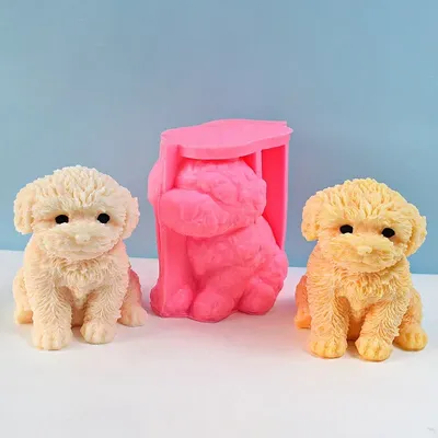 Teddy Dog Candle Silicone Molds DIY Home Decoration Aromatherapy Puppy Gypsum Plaster Mould Craft