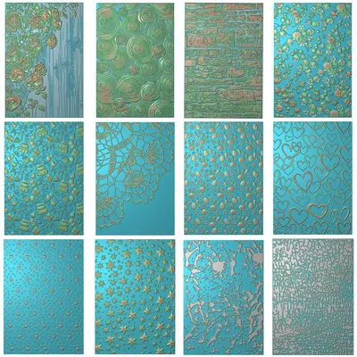 Valentine Love Heart 3D Embossing Folder Tiny Stars Rose Patterns Background Templates Stencil For
