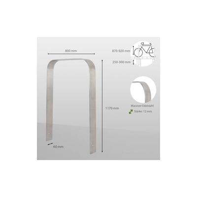 Baumarktplus 5 x Fahrradanlehnbügel 117 x 80 cm Edelstahl 13 mm grau Fahrradständer Anlehnständer Parker Typ U Image